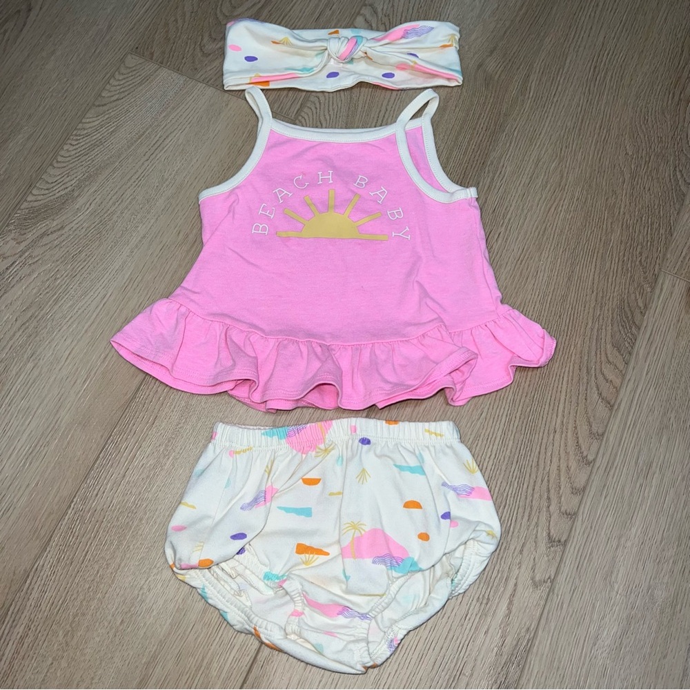 Adorable Beach Baby Bloomer Headband Set